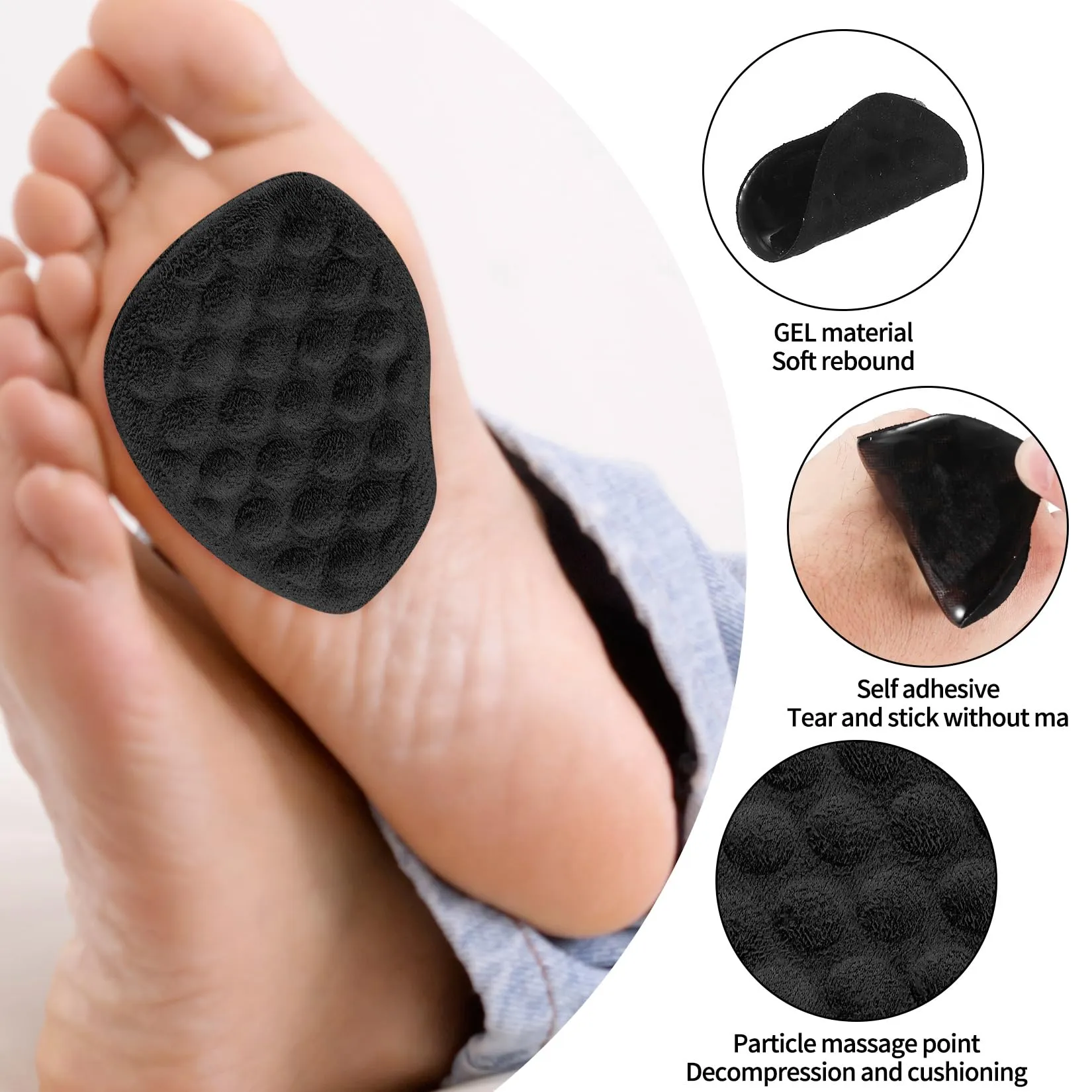 3 pairs of ball of foot pads forefoot pads for women, foot pads, gel shoe insoles, forefoot gel pads forefoot, reusable ball of the foot pad insoles for high heels shoe pads heel protection