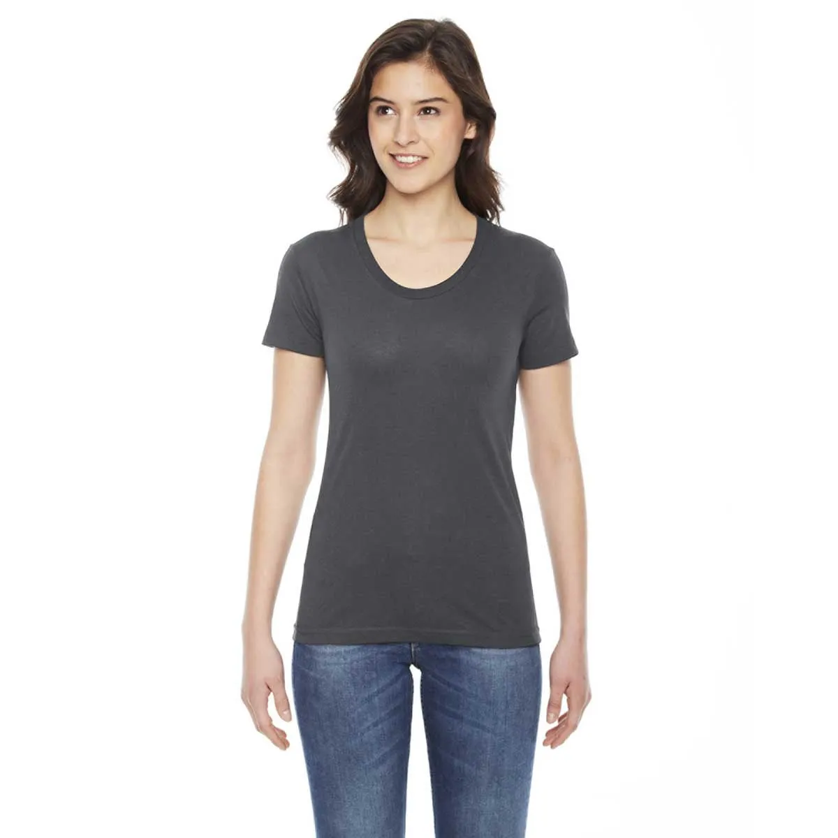 American Apparel Women's Asphalt Poly-Cotton Short-Sleeve Crewneck