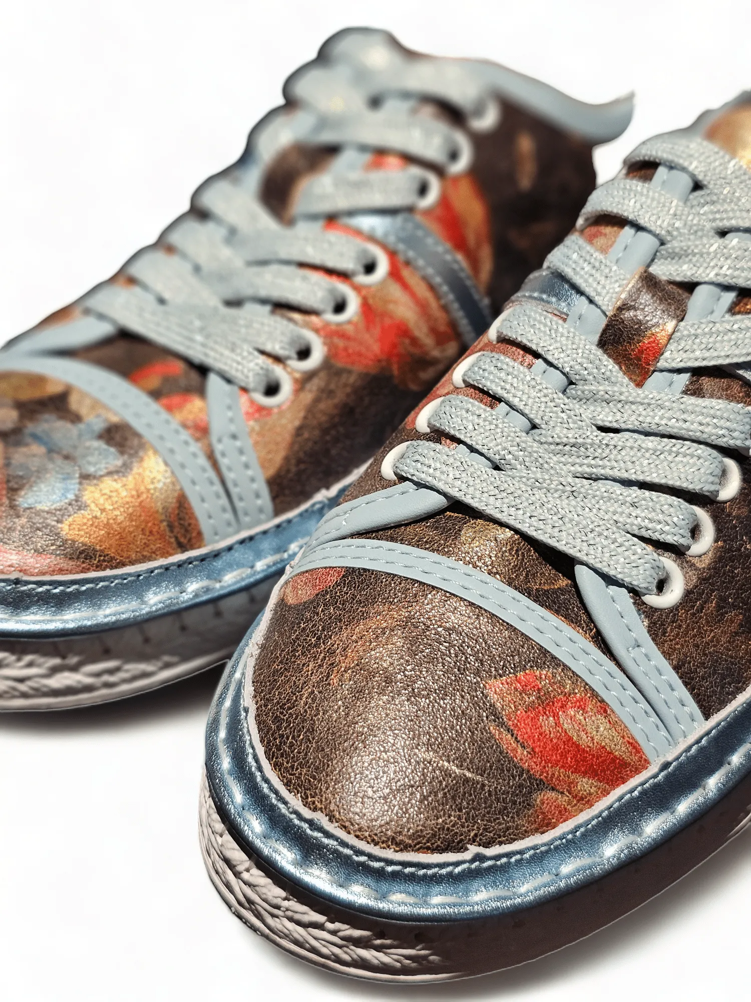 BLACK ROSE ANNIE SHOES LINEN TRIMS BABY BLUE