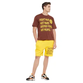 Brown & Yellow Oversized Wars Graphic Clothing Set