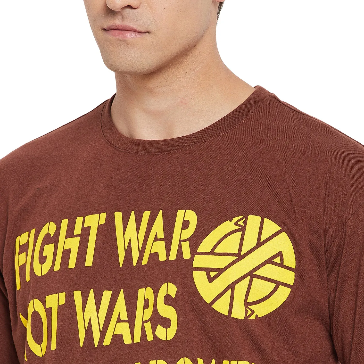 Brown & Yellow Oversized Wars Graphic Clothing Set