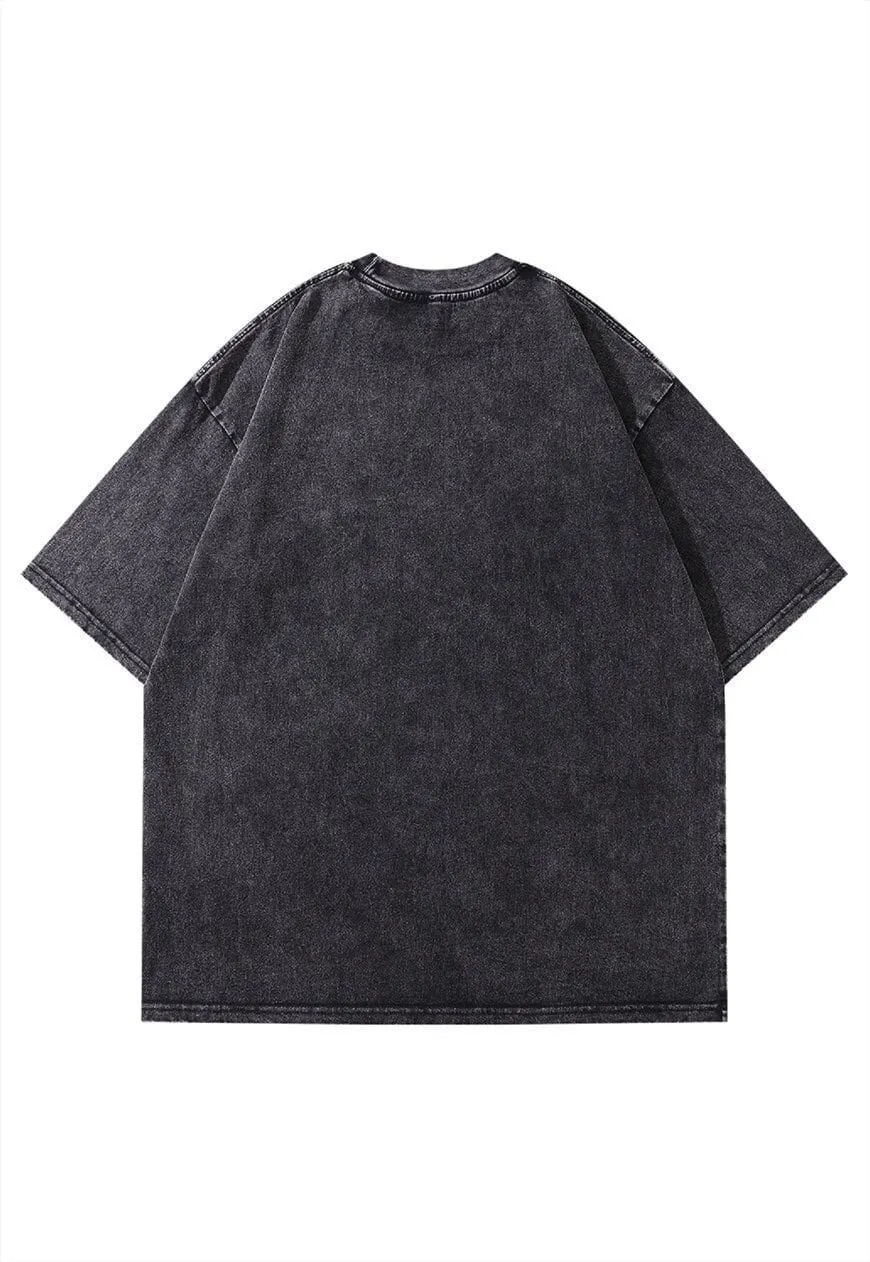 Doberman t-shirt punk tee Pinscher print top vintage grey