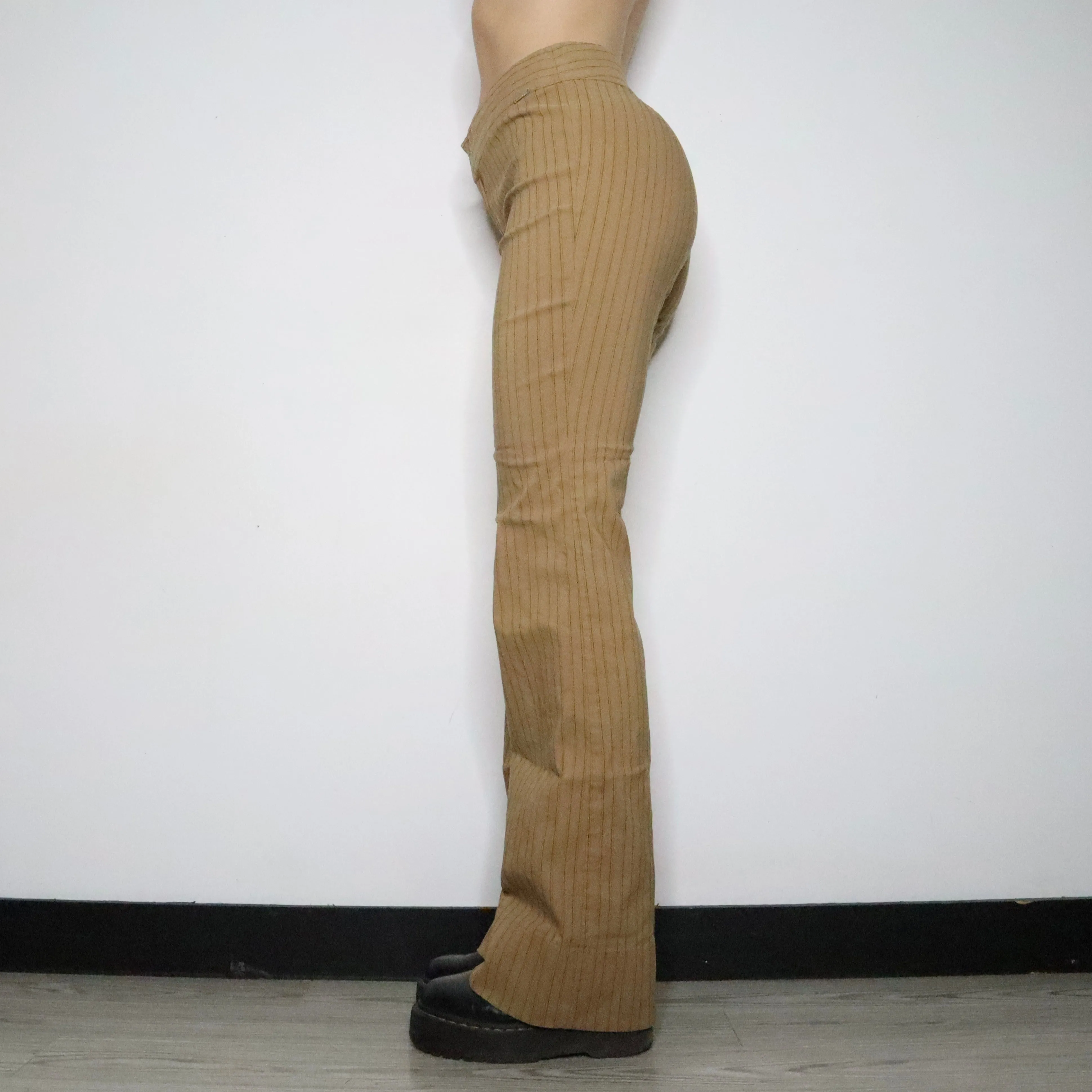 Guess Tan Pinstripe Flare Pants (Large)