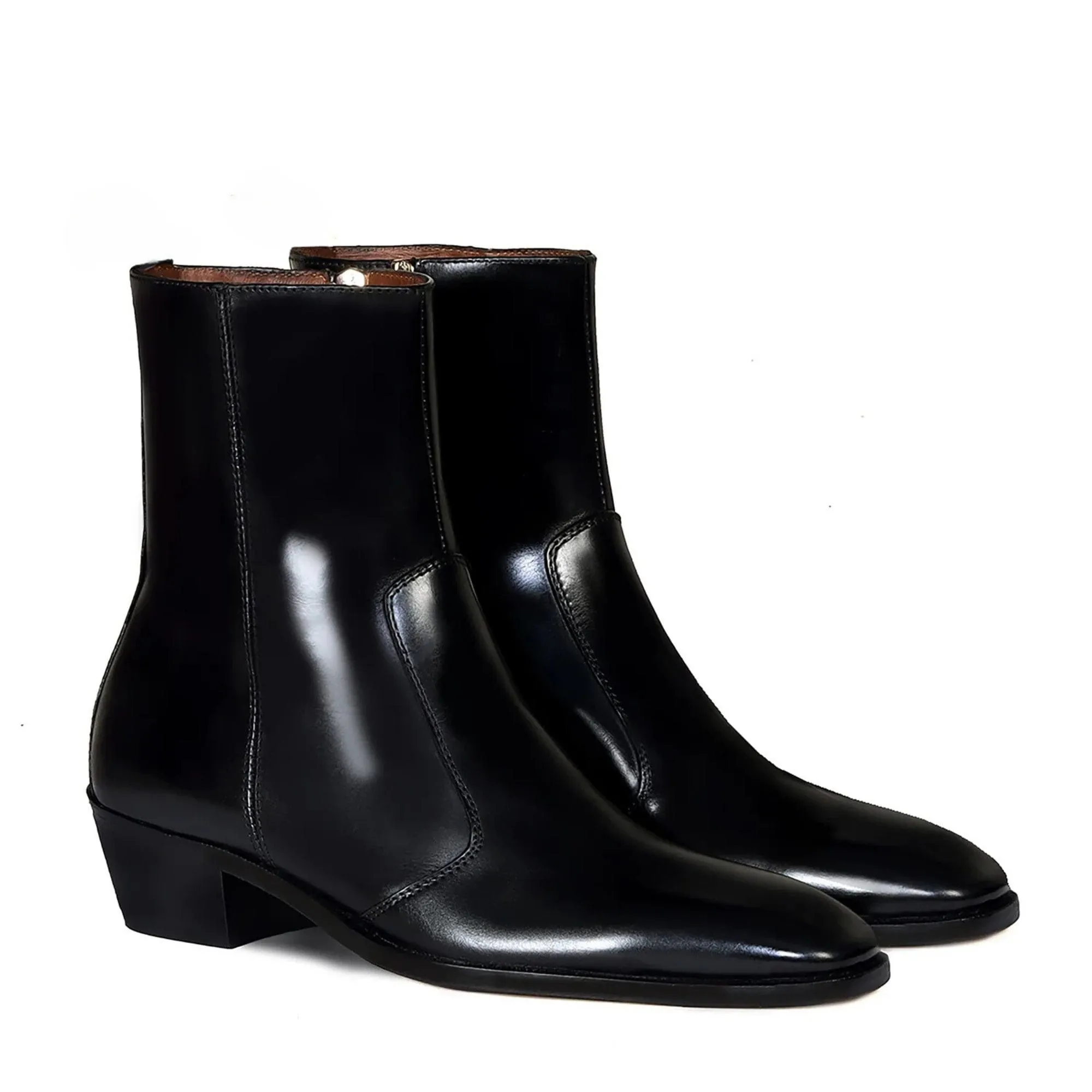Handmade Customisable Black Patent Leather Boots For Men