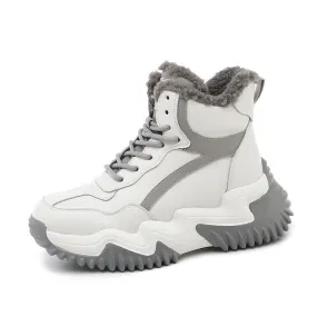Women's Plush Snow Boots - High-Top, Winter Style