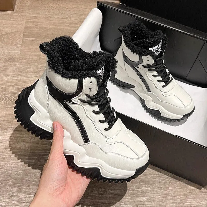 Women's Plush Snow Boots - High-Top, Winter Style