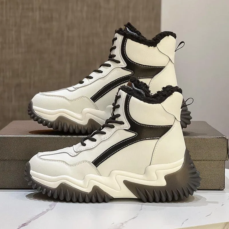 Women's Plush Snow Boots - High-Top, Winter Style